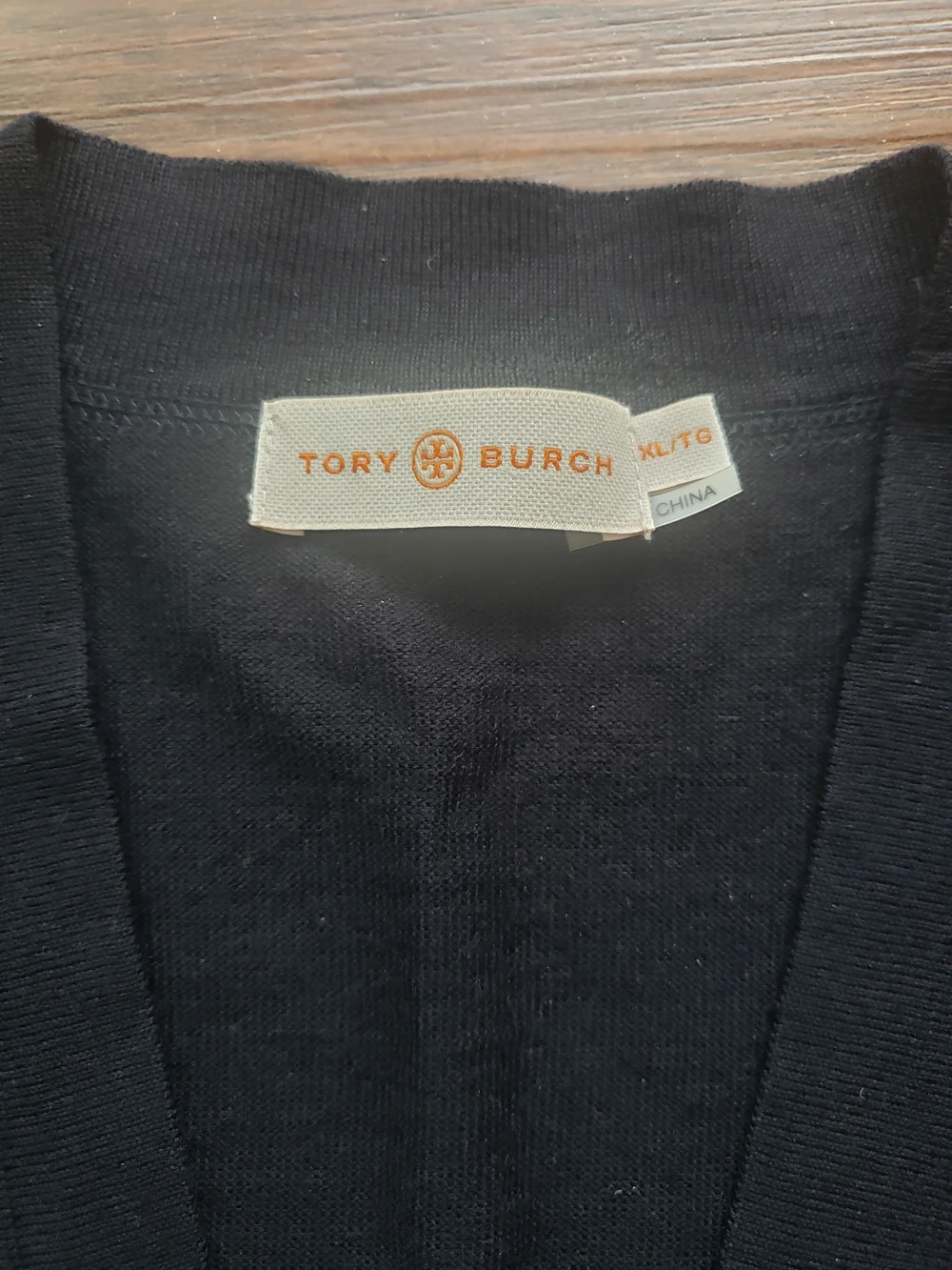 Tory Burch Navy Women's V-Neck Cardigan Sweater Size XL 100% Merino Wool Preppy